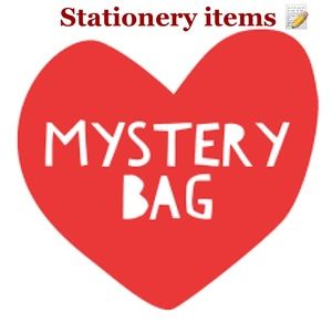 Mystery grab bag of stationery items.
